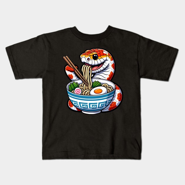Corn Snake Ramen Kawaii, Cute Snake Reptile Lover Kids T-Shirt by ThatVibe